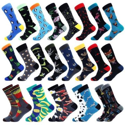 Fashion Lovely Cartoon Penguin Flamingo chili Men Socks Harajuku Hip Hop Breathable Happy Socks Calcetines Hombre