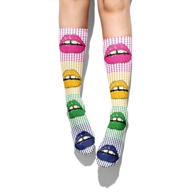 New Fashion USA National Flag Print Long Socks Female Autumn Socks Women Warm Cotton Casual Colorful Food Happy Socks Calcetines